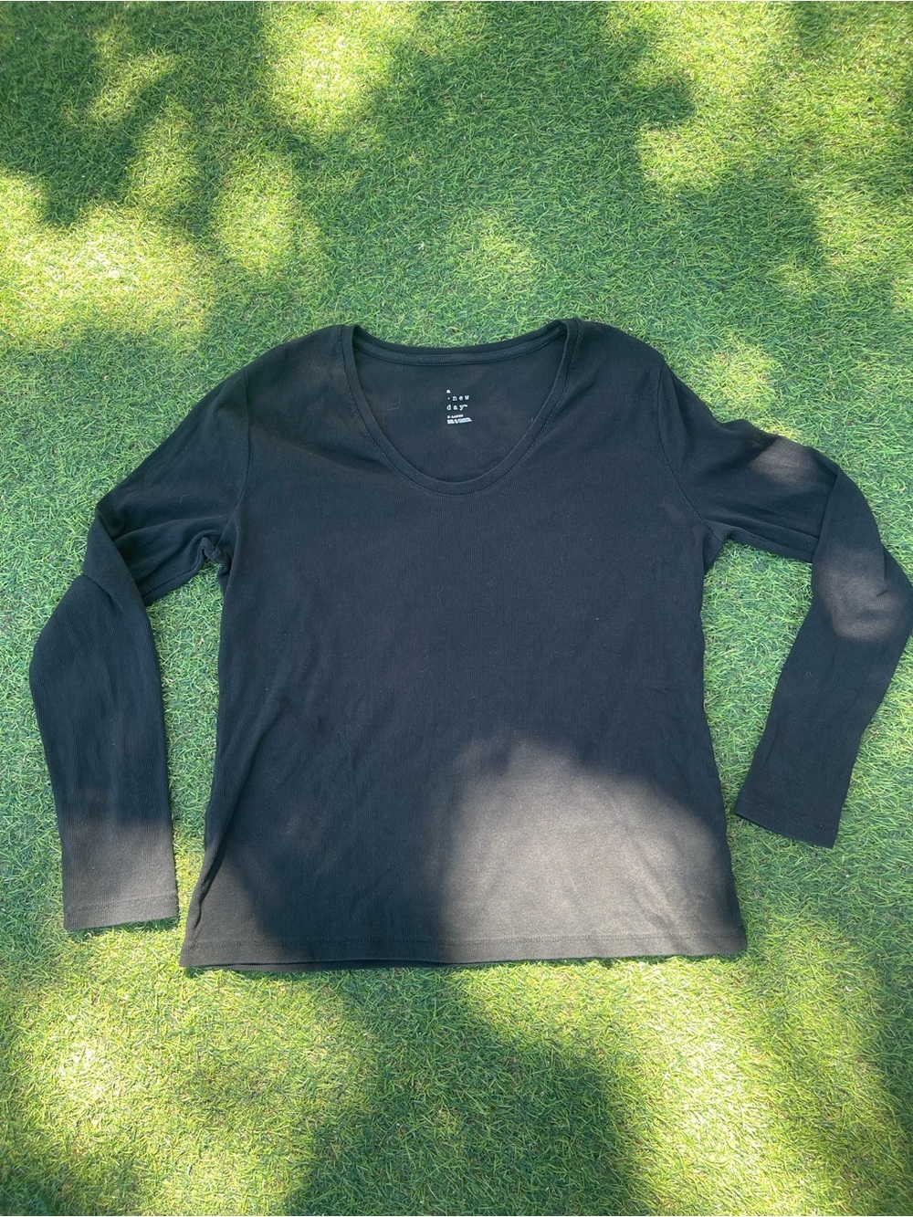 a new day Black Long Sleeve Scoop Neck Top